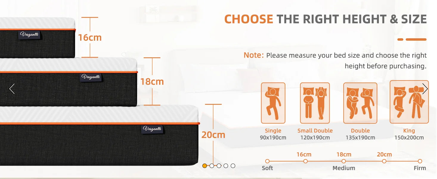 16CM Gel Memory Foam Single Mattress