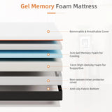 16CM Gel Memory Foam Single Mattress for Cool Sleep & Pressure Relief - Medium