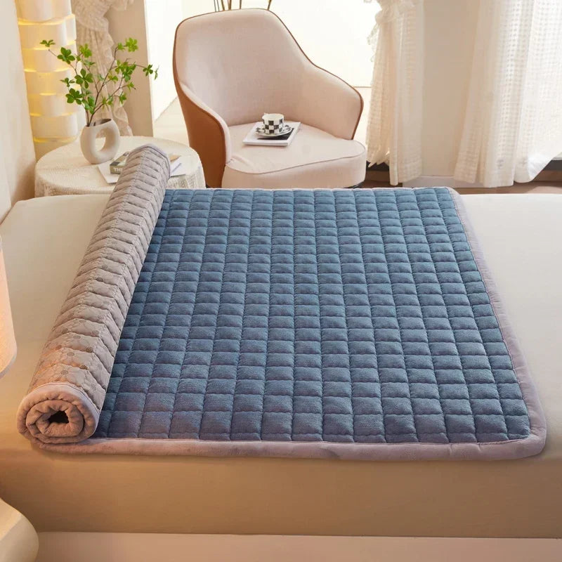 Quilted Mattresses Thickened Bedsheet матрас топпер Velvet Mattress Topper Skin-friendly Bed Linen Blue Mattress(No Pillowcase)