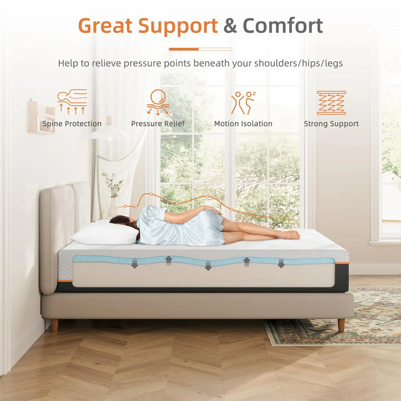 16CM Gel Memory Foam Single Mattress for Cool Sleep & Pressure Relief - Medium