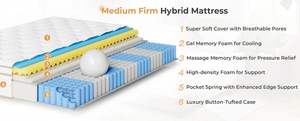 10.2 Inch Hybrid Foam & Individual Pocket Spring Mattress