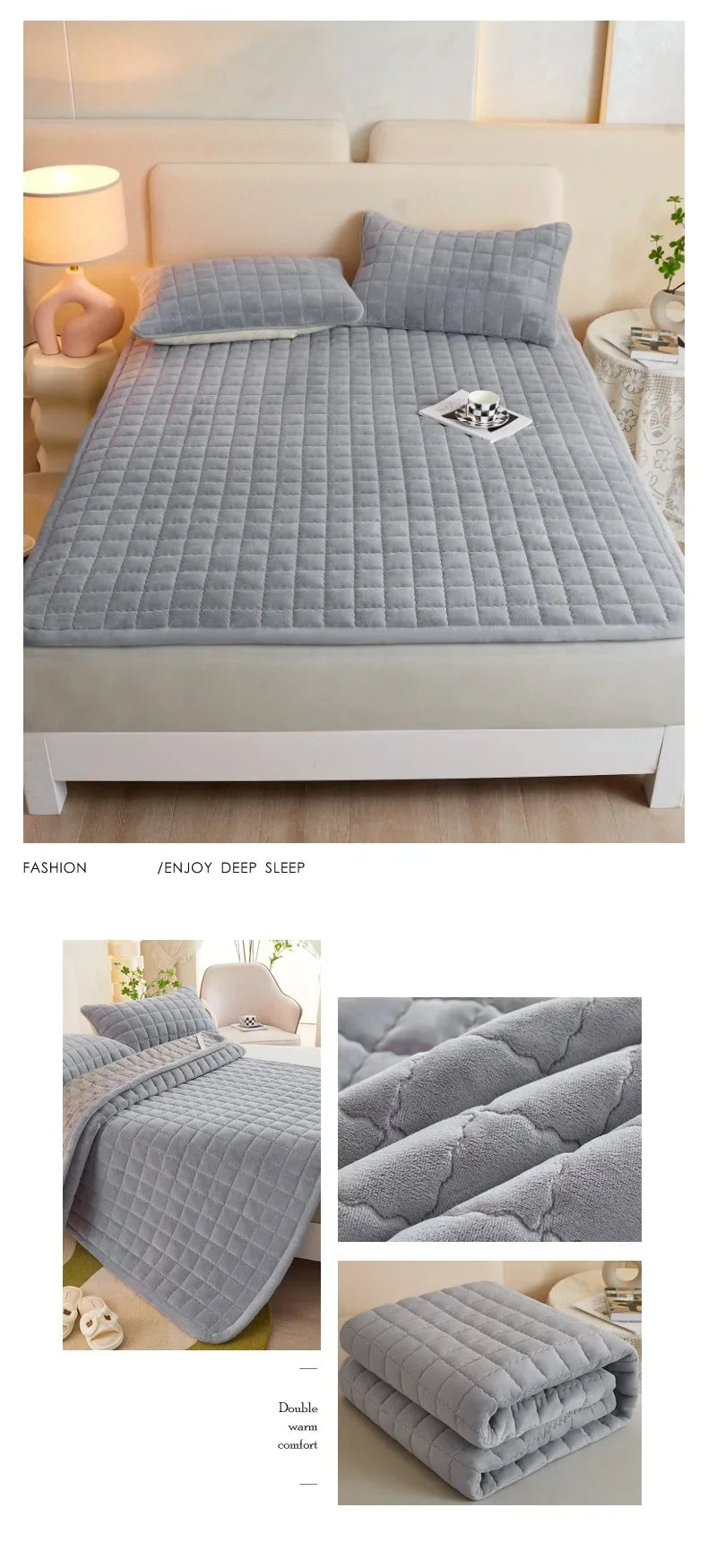 Quilted Mattresses Thickened Bedsheet матрас топпер Velvet Mattress Topper Skin-friendly Bed Linen Blue Mattress(No Pillowcase)