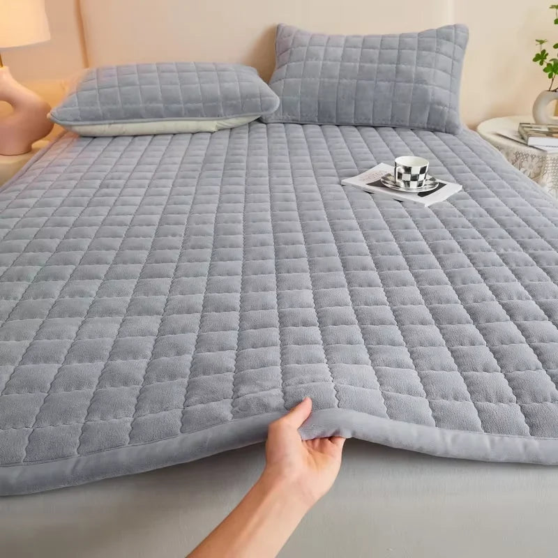 Quilted Mattresses Thickened Bedsheet матрас топпер Velvet Mattress Topper Skin-friendly Bed Linen Blue Mattress(No Pillowcase)