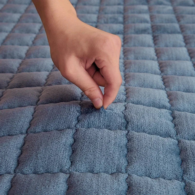 Quilted Mattresses Thickened Bedsheet матрас топпер Velvet Mattress Topper Skin-friendly Bed Linen Blue Mattress(No Pillowcase)