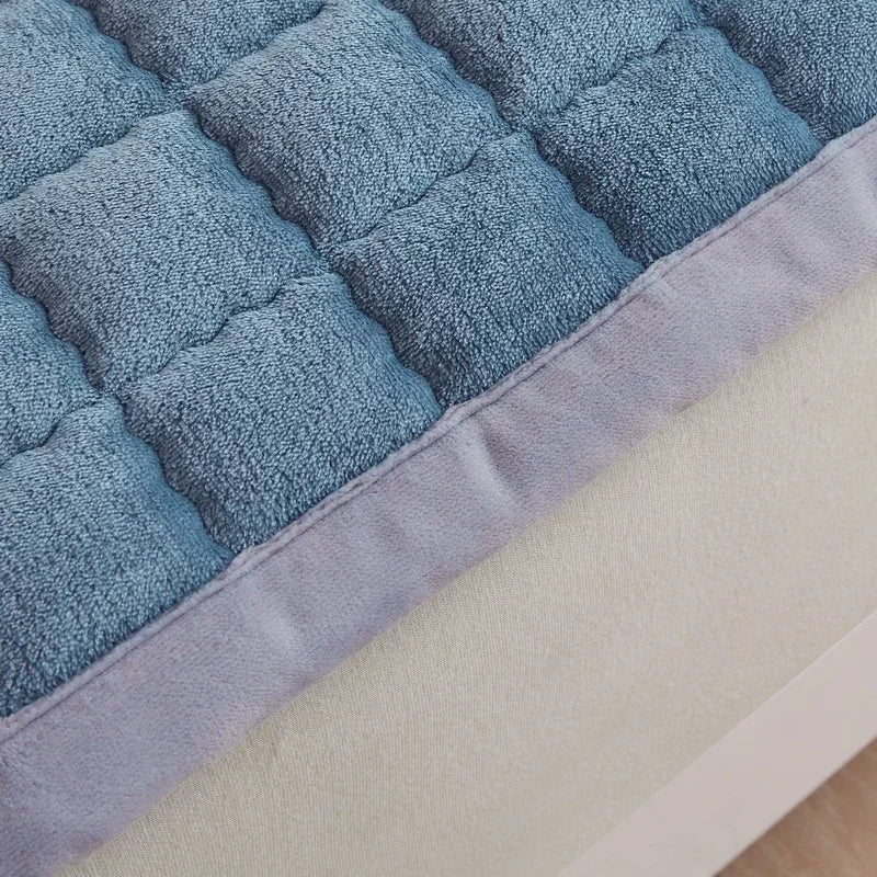 Quilted Mattresses Thickened Bedsheet матрас топпер Velvet Mattress Topper Skin-friendly Bed Linen Blue Mattress(No Pillowcase)