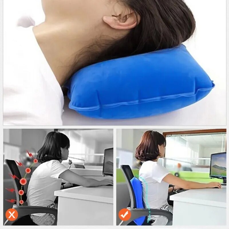 Portable Inflatable Travel Pillow with Pillowcase