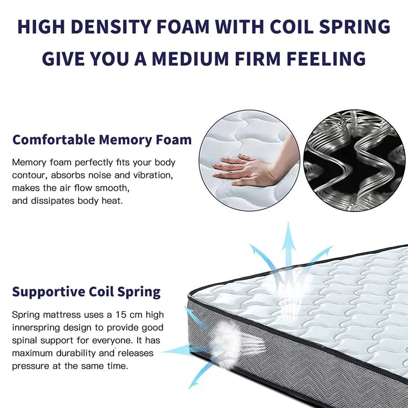 Memory Foam & Spring Hybrid Mattress (King Size: 150x200 cm)