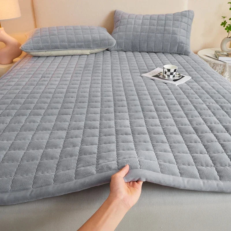 Quilted Mattresses Thickened Bedsheet матрас топпер Velvet Mattress Topper Skin-friendly Bed Linen Blue Mattress(No Pillowcase)