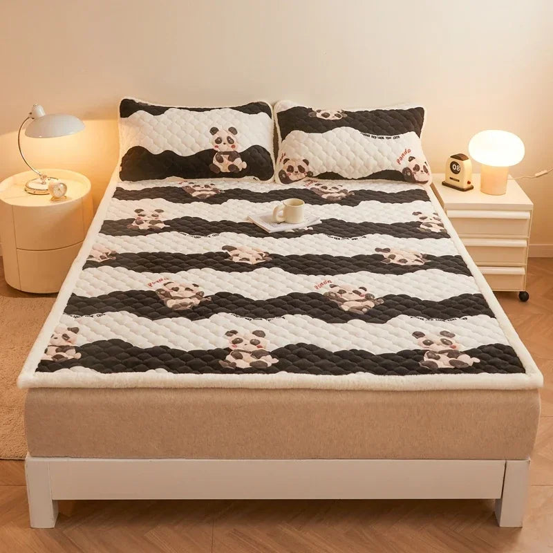 Quilted Mattresses Thickened Bedsheet матрас топпер Velvet Mattress Topper Skin-friendly Bed Linen Blue Mattress(No Pillowcase)