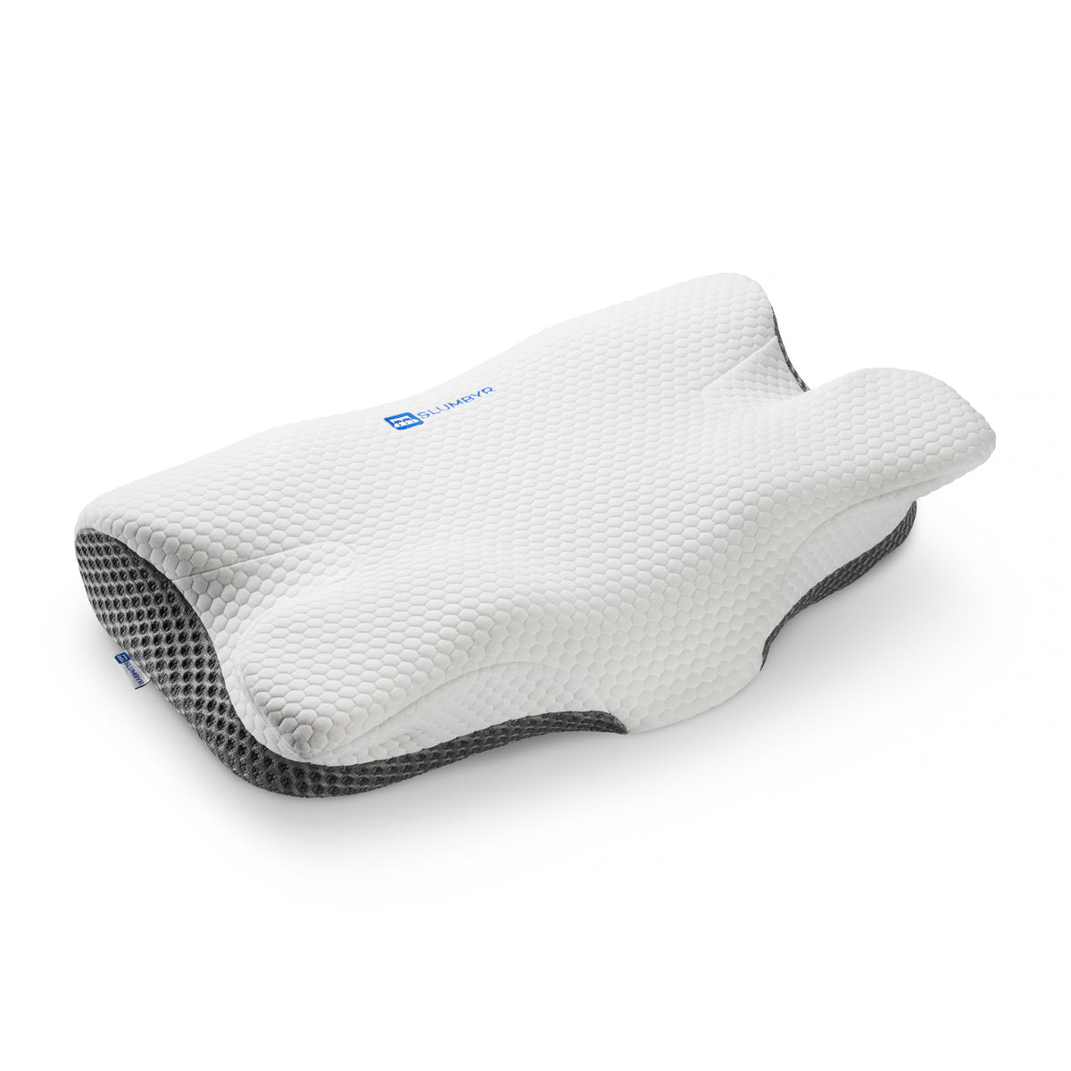 Slumbyr Cradle ergonomic memory foam side sleeper pillow with shoulder cut-outs and breathable mesh sides